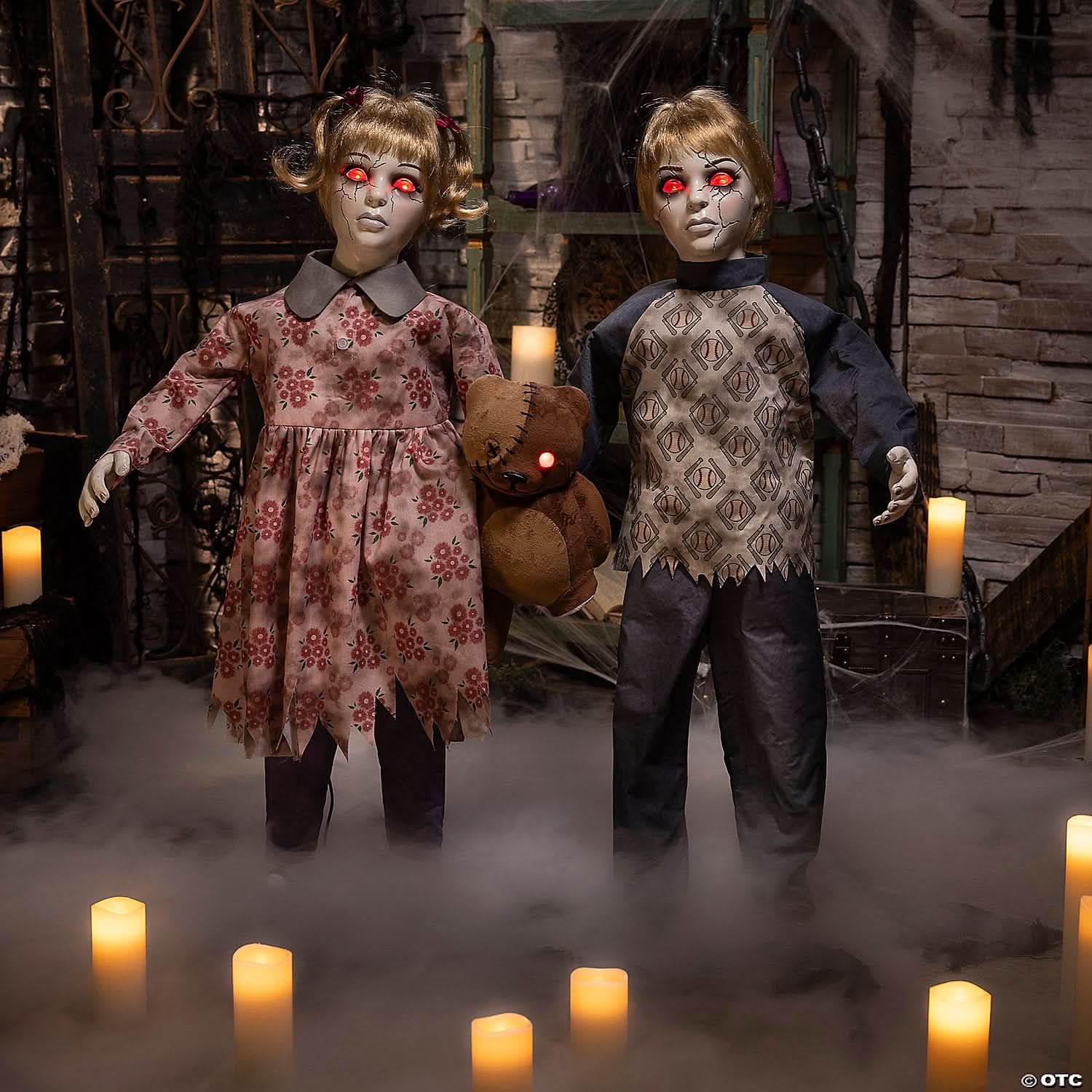 Apocalypse Twins with Stuffed Bear Halloween Animatronic