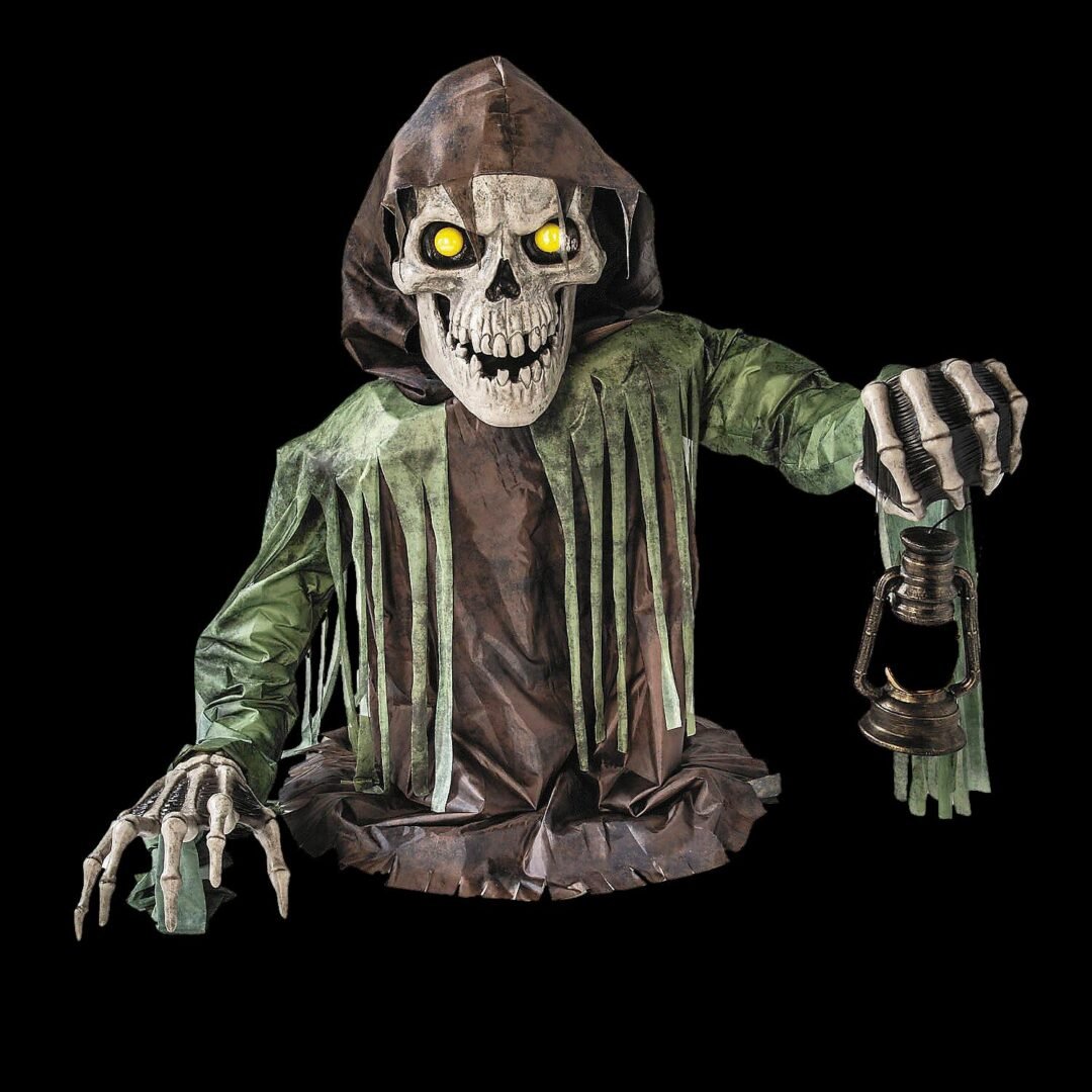 Giant Light-Up Corroded Skeleton Reaper Halloween Animatronic Decoration