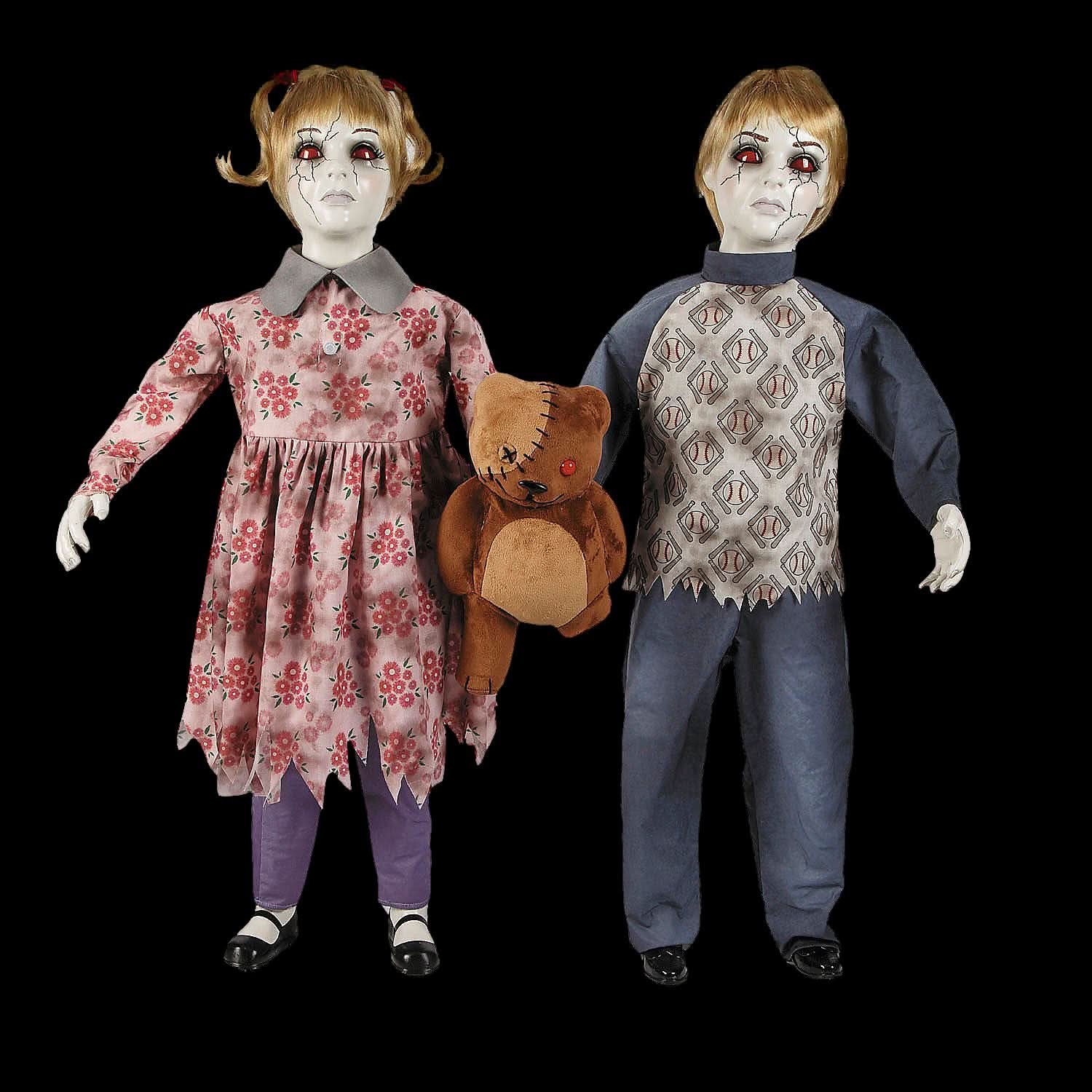 Apocalypse Twins with Stuffed Bear Halloween Animatronic