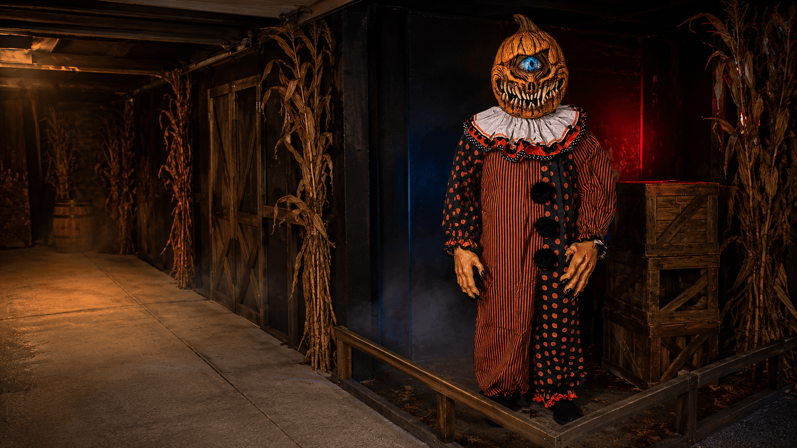 Pumpkin Watcher in a Farmhouse Garage Haunt
