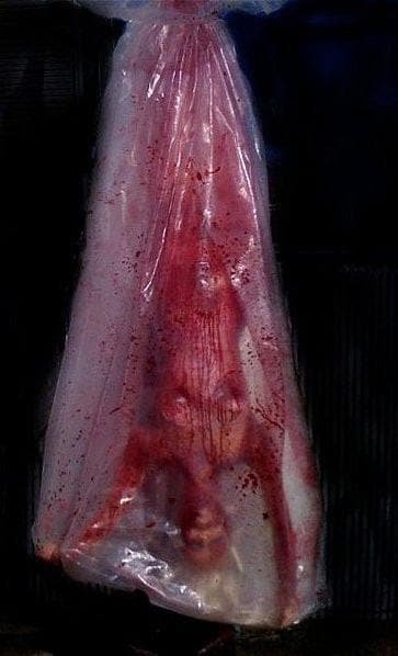 "Bloody Babe Body Bag Shaker" Halloween Animatronic