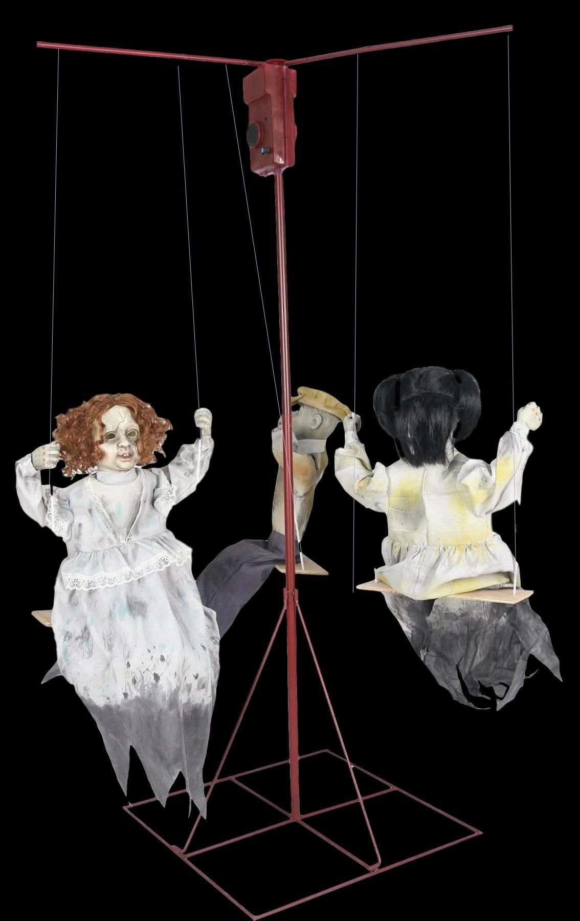 "Ghostly Go Round - Creepy Dolls" - 3 Dolls Halloween Animatronic Decoration