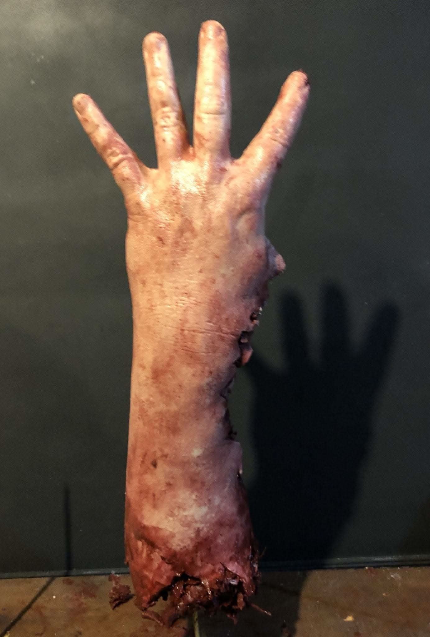 "Shark Bite Silicone Arm" Bloody Body Part Prop