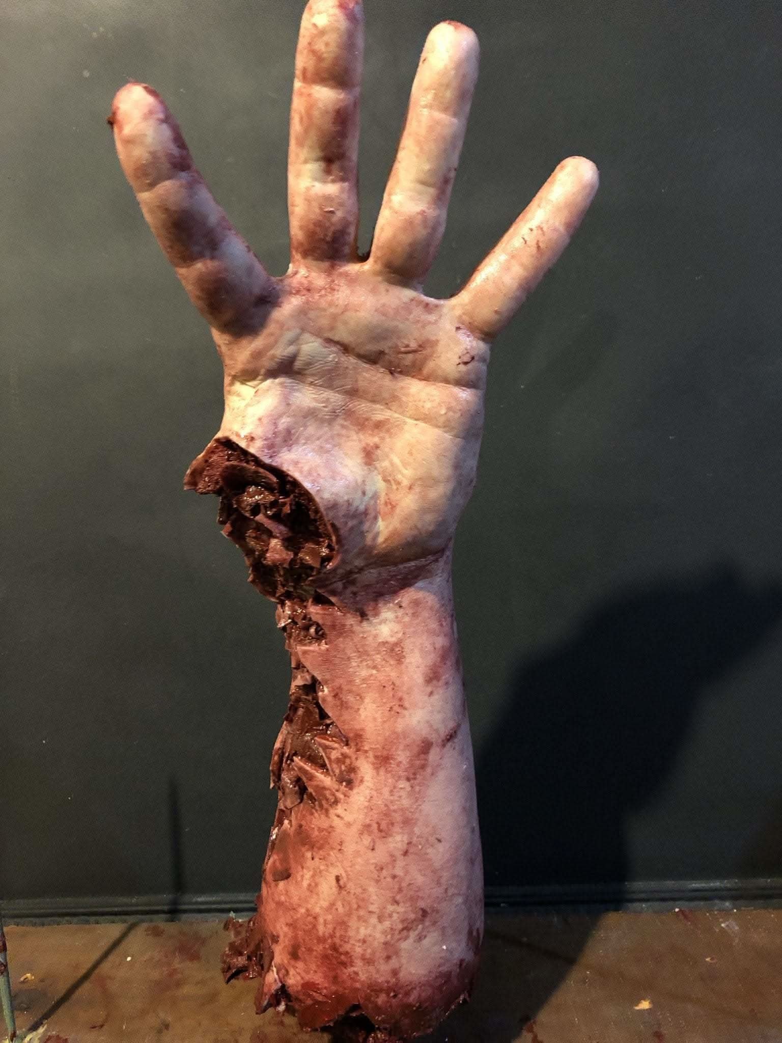 "Shark Bite Silicone Arm" Bloody Body Part Prop